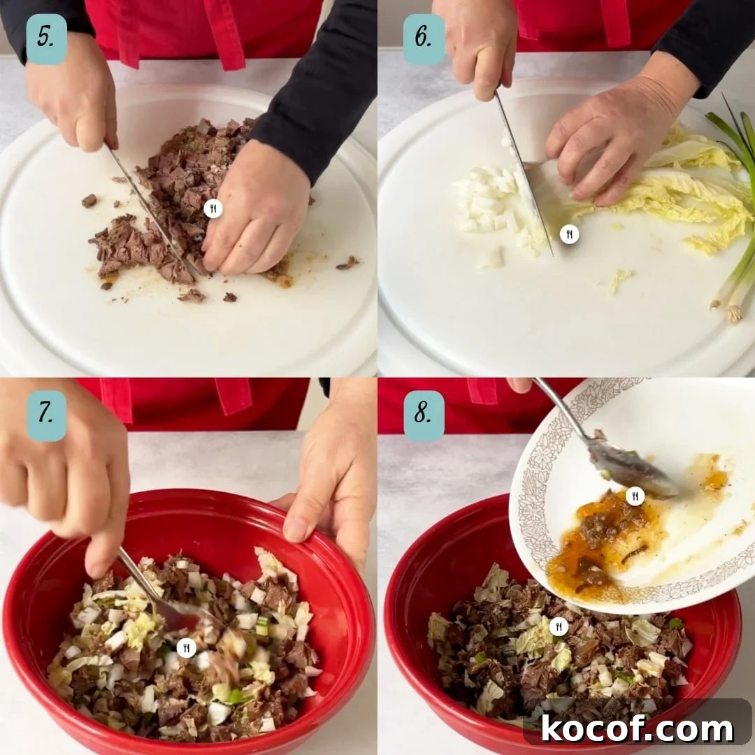 Korean Beef Mandu Dumplings Recipe: Authentic Jew Mandu Guide 6 Process image of making the jew mandu filling.