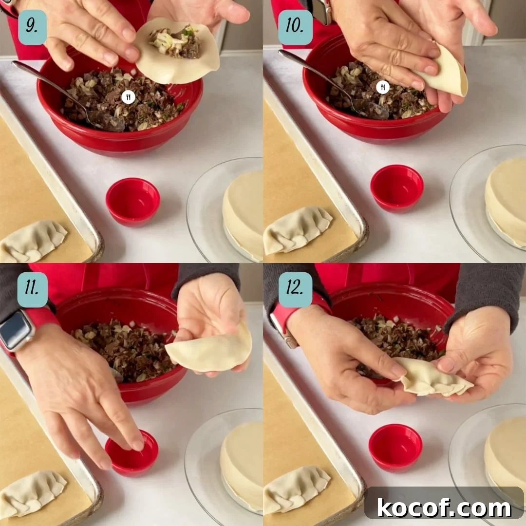 Korean Beef Mandu Dumplings Recipe: Authentic Jew Mandu Guide 7 Photos showing how to fold and form mandu.