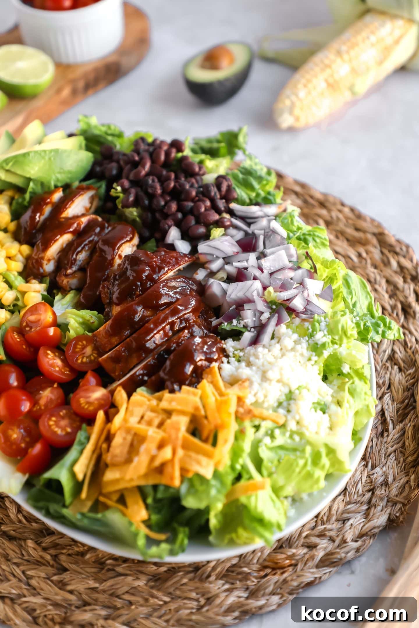 20 Delicious Side Dishes to Serve with Sliders 18 BBQ Chicken Salad on a plate