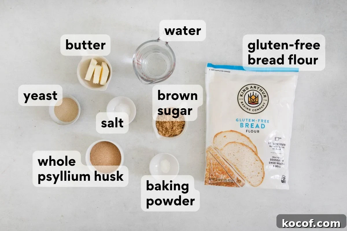 soft pretzel ingredients measured and labeled.