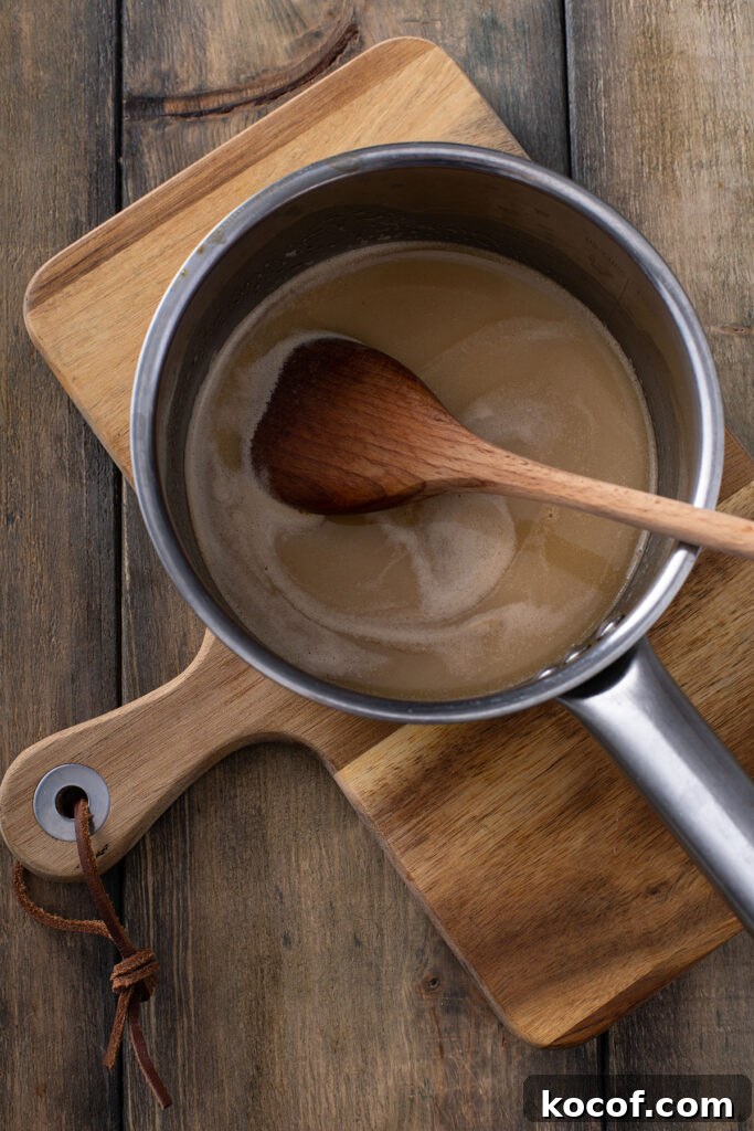 butter and Guinness melted in a saucepan