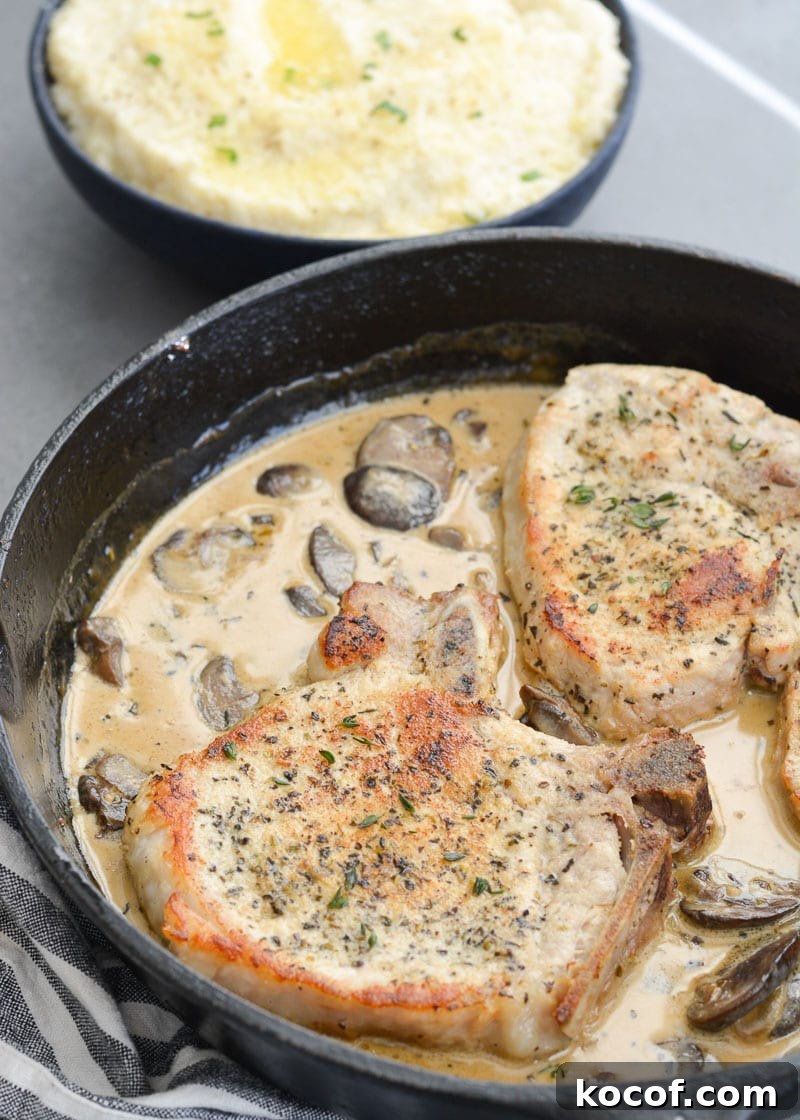 Creamy One-Pan Pork Chops with Garlic Herb Sauce 11 These One Pan Pork Chops with Cream Sauce are an easy, low carb recipe that is always a family favorite!