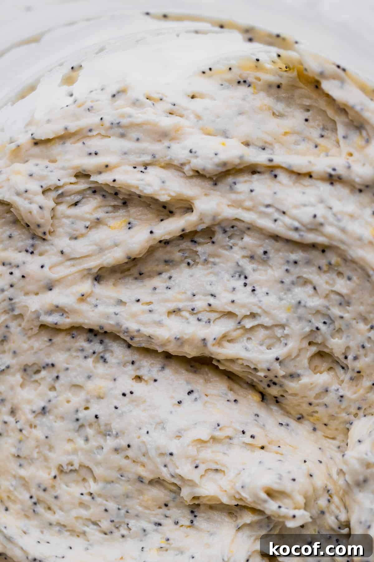 Lemon Poppy Seed Cupcakes with Zesty Glaze and Moist Crumb 5 Close up lemon poppy seed batter.