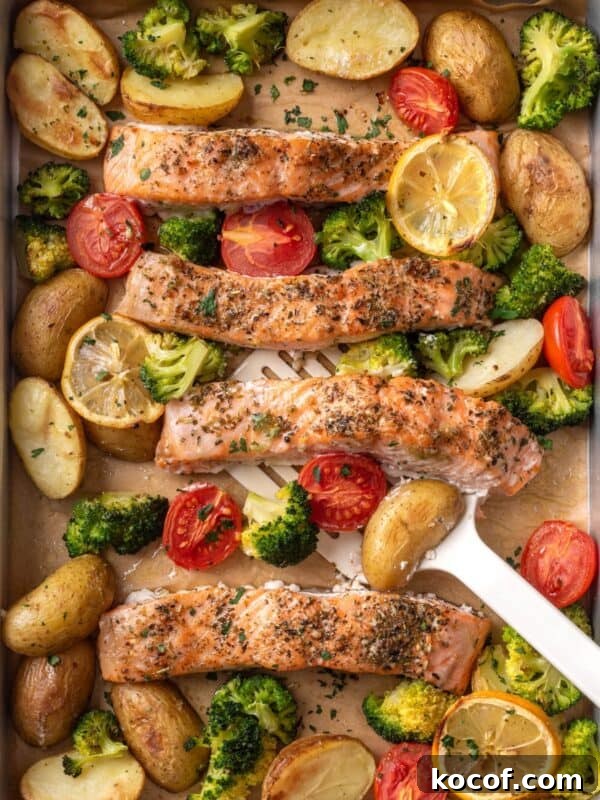 Crispy Herb-Roasted Chicken Thigh Tray Bake with Vegetables 12 salmon tray bake with vegetables.