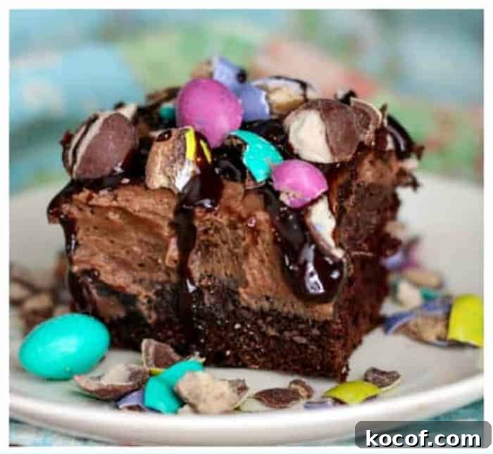 Chocolate Peanut Butter Malt Poke Cake