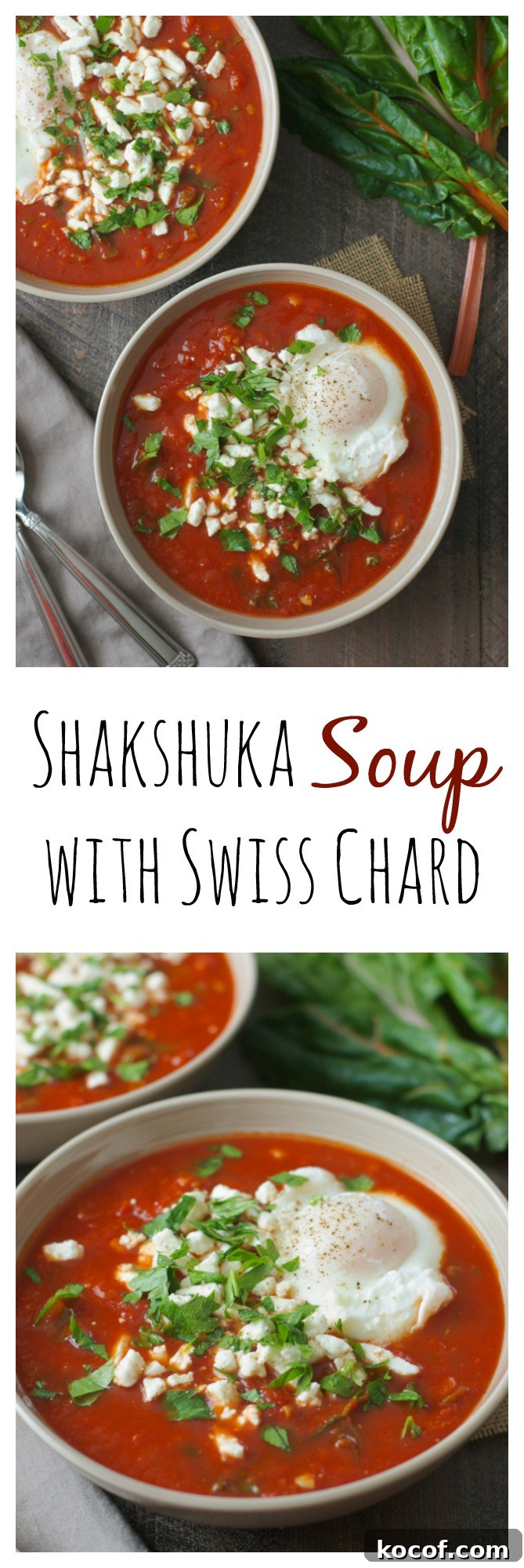 Swiss Chard Shakshuka Soup Recipe — Hearty One-Pot Meal 7 The best part of shakshuka (eggs poached in tomatoes, peppers, and spices) is the SAUCE, so why not eat a giant bowl of it in soup form? This recipe is simple enough for a weeknight, and freezer-friendly too!