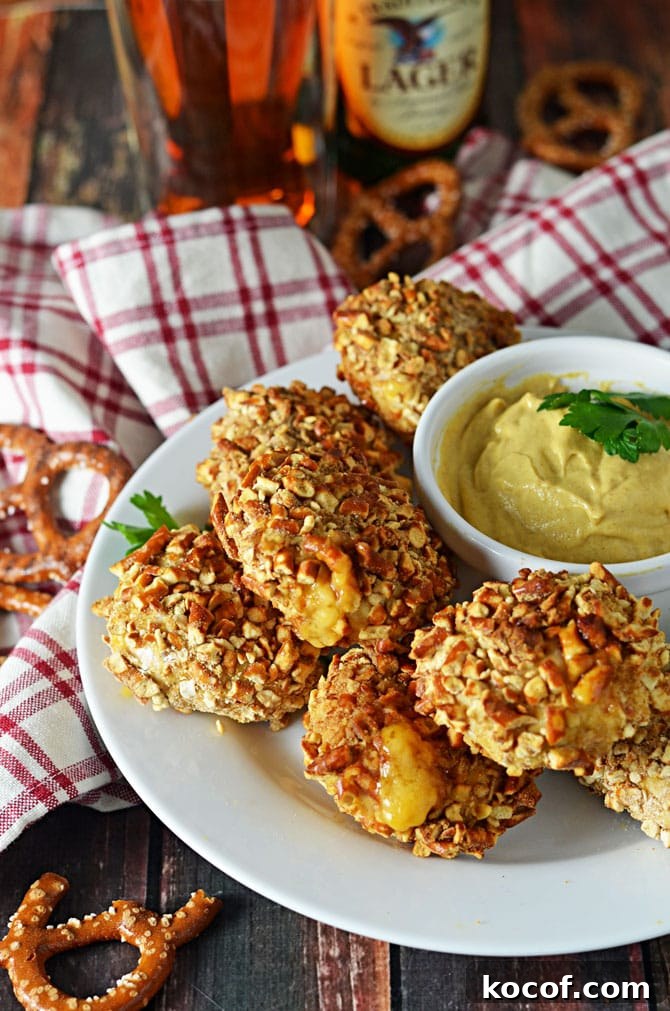 Pretzel-Crusted Chicken Nuggets Stuffed with Beer Cheese Dip 5 Pretzel-Crusted Chicken Nuggets Stuffed with Beer Cheese. These make the perfect Super Bowl appetizer or party treat. Grown-up chicken nuggets that make your taste buds smile. | hostthetoast.com