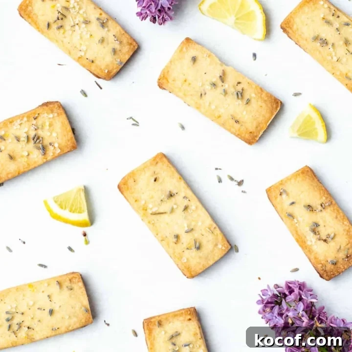 Lemon lavender shortbread cookies are crisp and buttery!