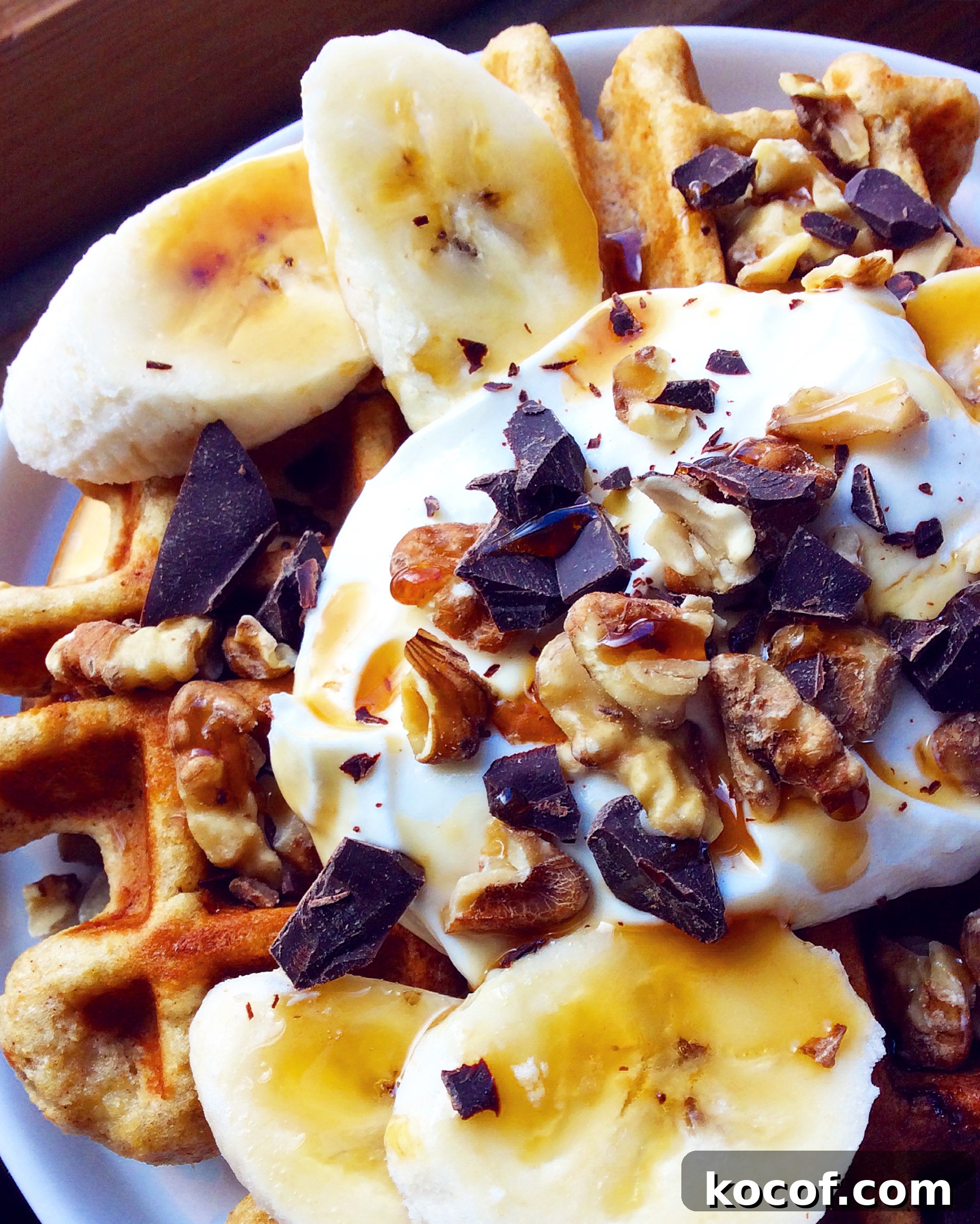 Crispy Banana Bread Waffles with Maple Butter 2 Banana Bread Waffles