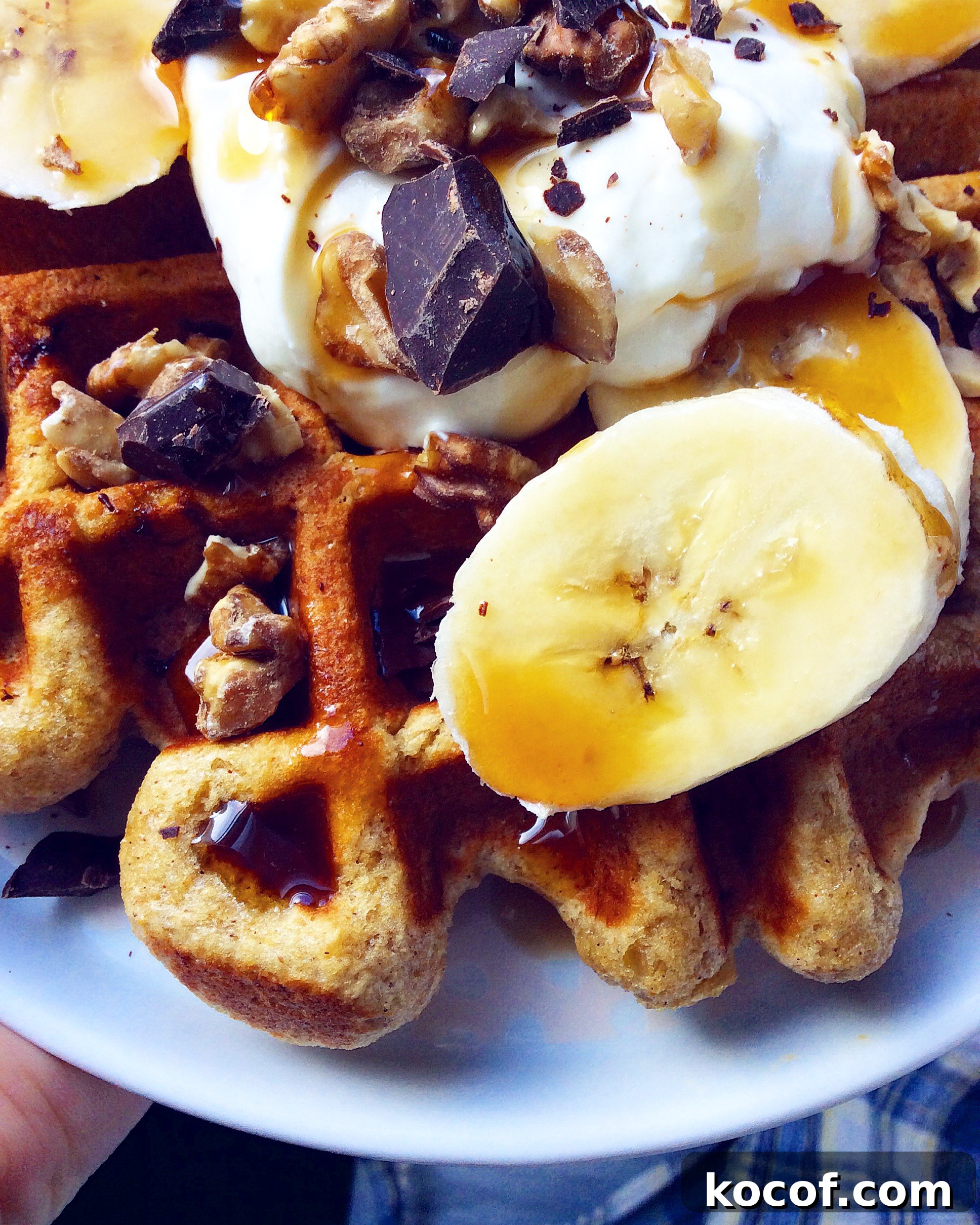 Crispy Banana Bread Waffles with Maple Butter 6 Banana Bread Waffles