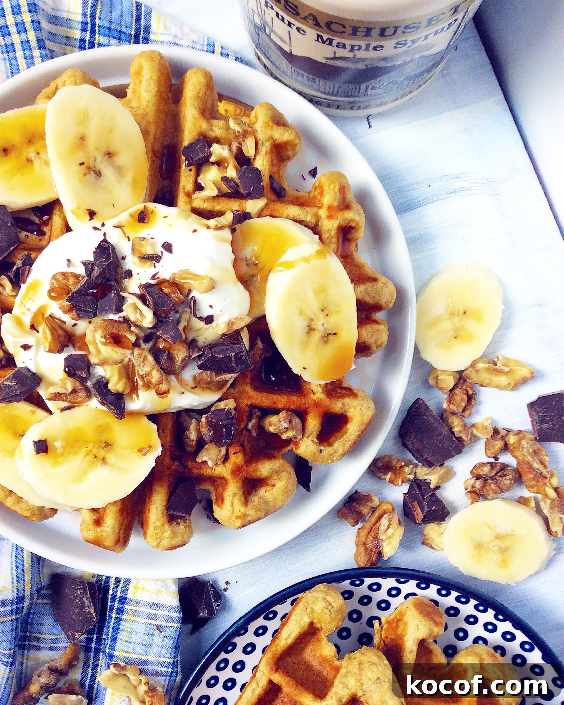 Crispy Banana Bread Waffles with Maple Butter 7 Banana Bread Waffles
