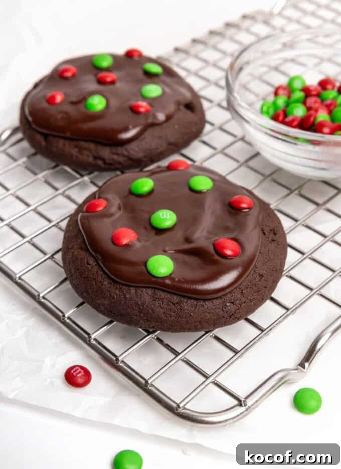 Fudgy Peppermint Brownie Cookie Recipe 13 fudgy brownie cookies topped with red and green m&m's