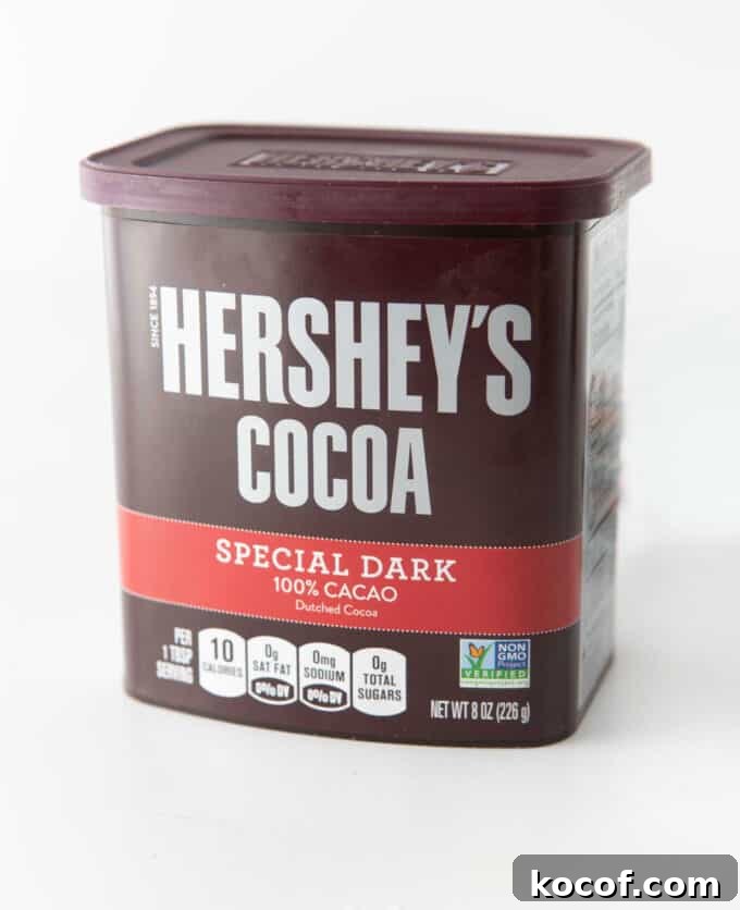 Fudgy Peppermint Brownie Cookie Recipe 4 container of Hershey's special dark cocoa powder