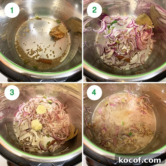 Instant Pot Brown Rice Chana Pulao Recipe 5 step by step pictures of making brown rice chana pulao in the instant pot
