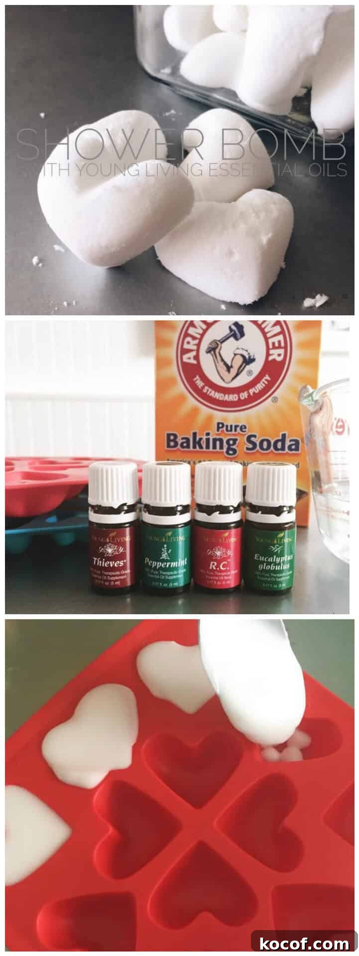 Heart shaped shower steamer collage