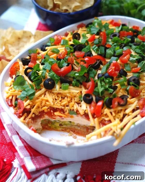 7 layer dip showing the layers.