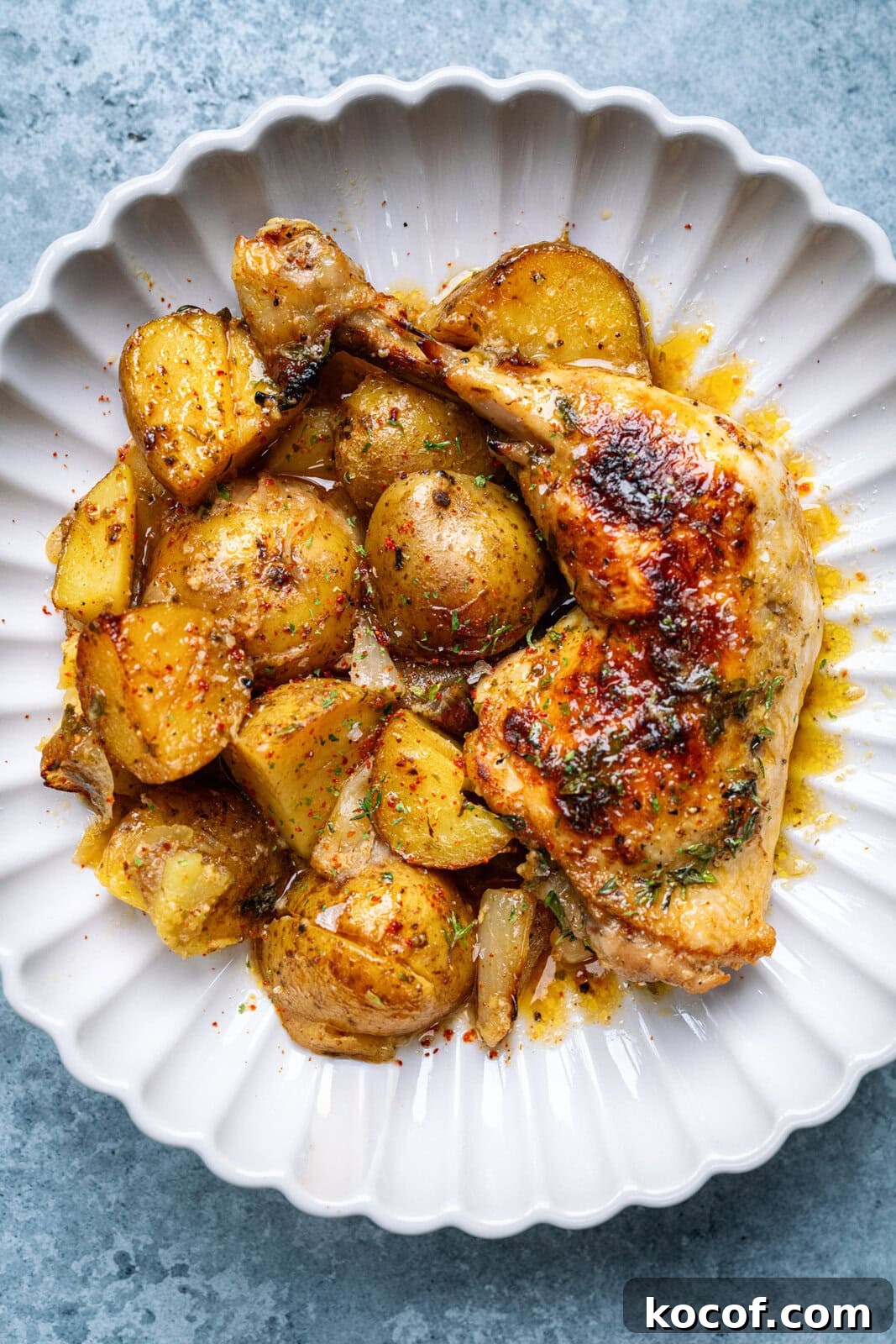Honey Mustard One-Pan Chicken and Roasted Potatoes 11 Serving of Chicken And Potatoes with Honey Mustard Marinade