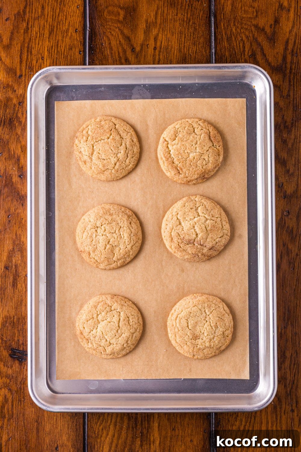 snickerdoodle cookies on a baking tray 