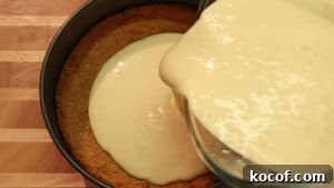 pouring cream cheese filling
