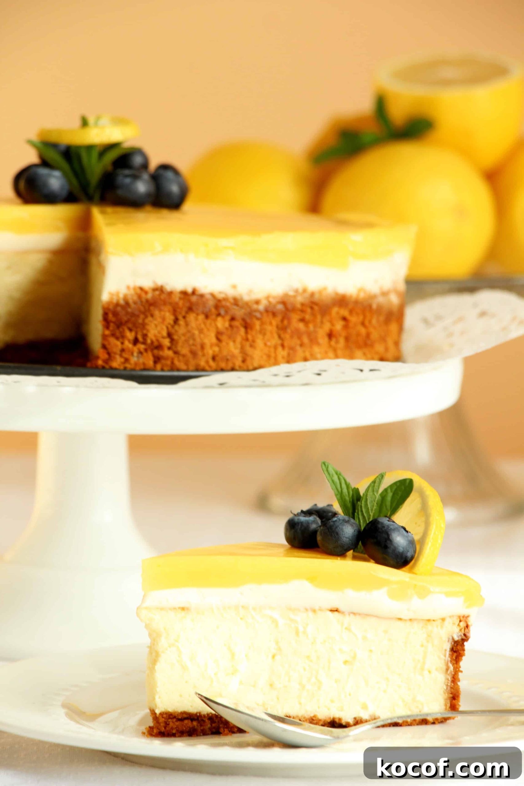slice of lemon cheesecake