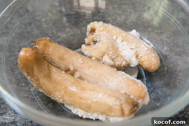 Frozen Bananas in a Glass Bowl