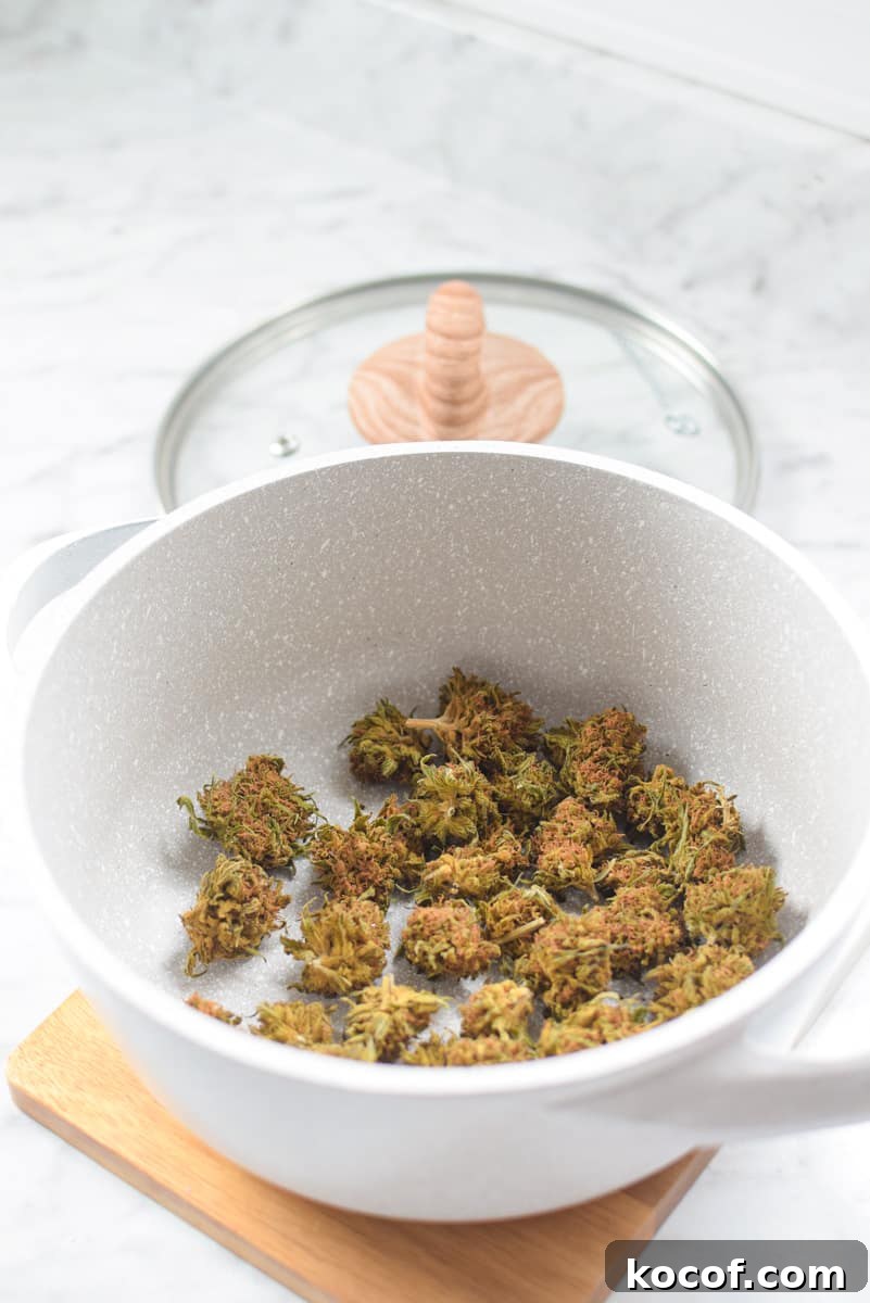 How to Decarboxylate CBD Flower Safely (Lab-Tested Method) 8 A picture of an oven-safe baking dish with decarboxylated cannabis inside.