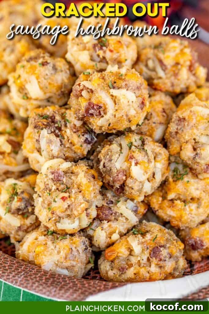 Sausage Hash Brown Balls with Cracked-Pepper Crust 7 plate of sausage bacon and hash brown balls