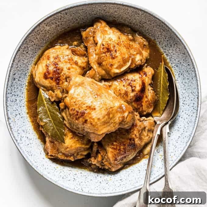 Instant Pot Chicken Adobo in a serving bowl.