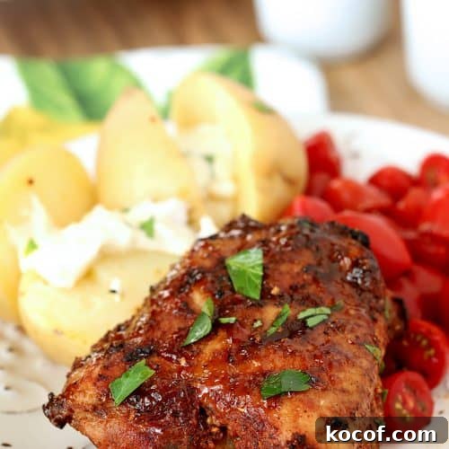 Spanish-Style Tapas Chicken Recipe for Flavorful Small Plates 7 Individual serving of Spanish Tapas Chicken Thighs served with potatoes and tomatoes.