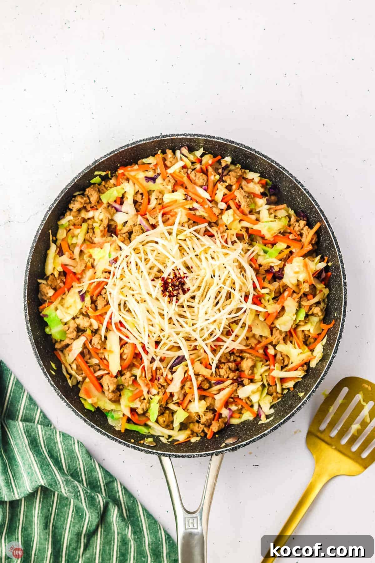 egg roll mixture in a skillet