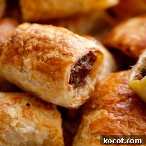 Side view of Sausage Rolls