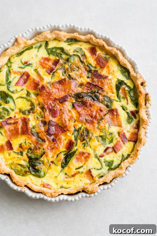 Baked quiche The baked quiche.