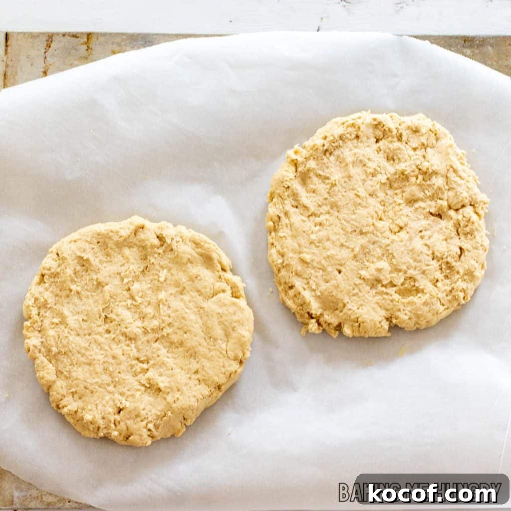 dough circles on parchment