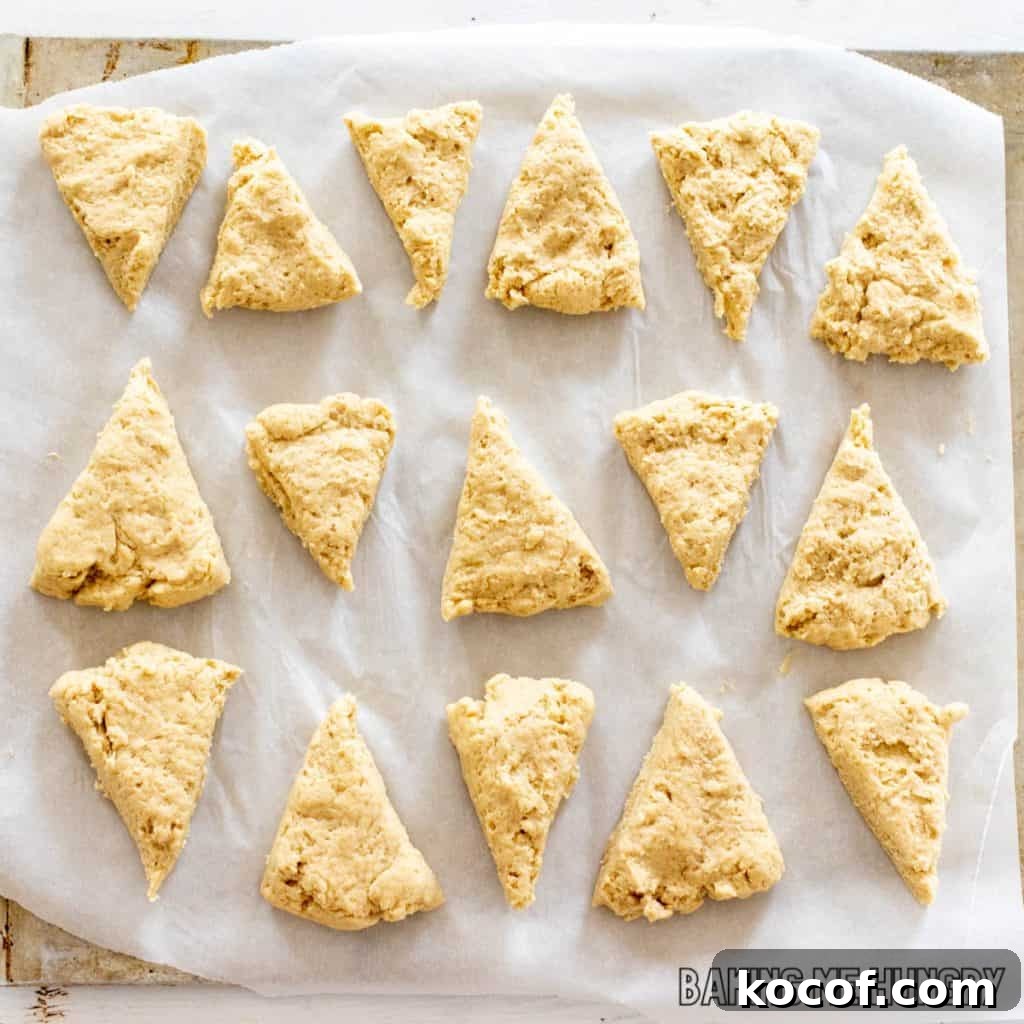 dough triangles on parchment
