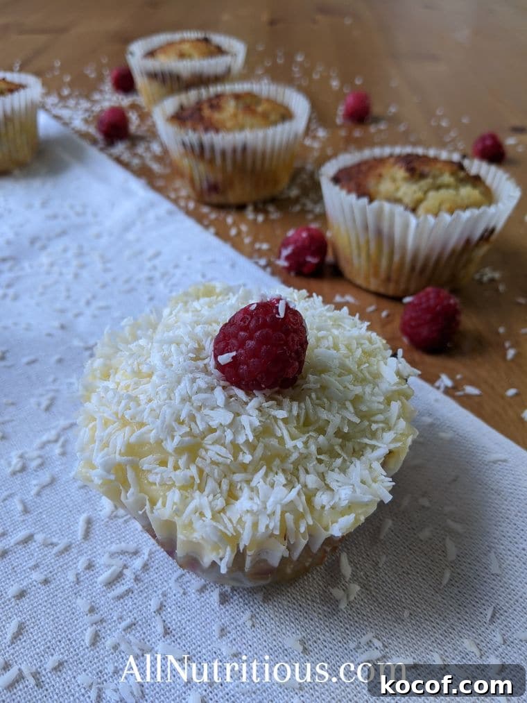 Keto Raspberry Coconut Cupcakes