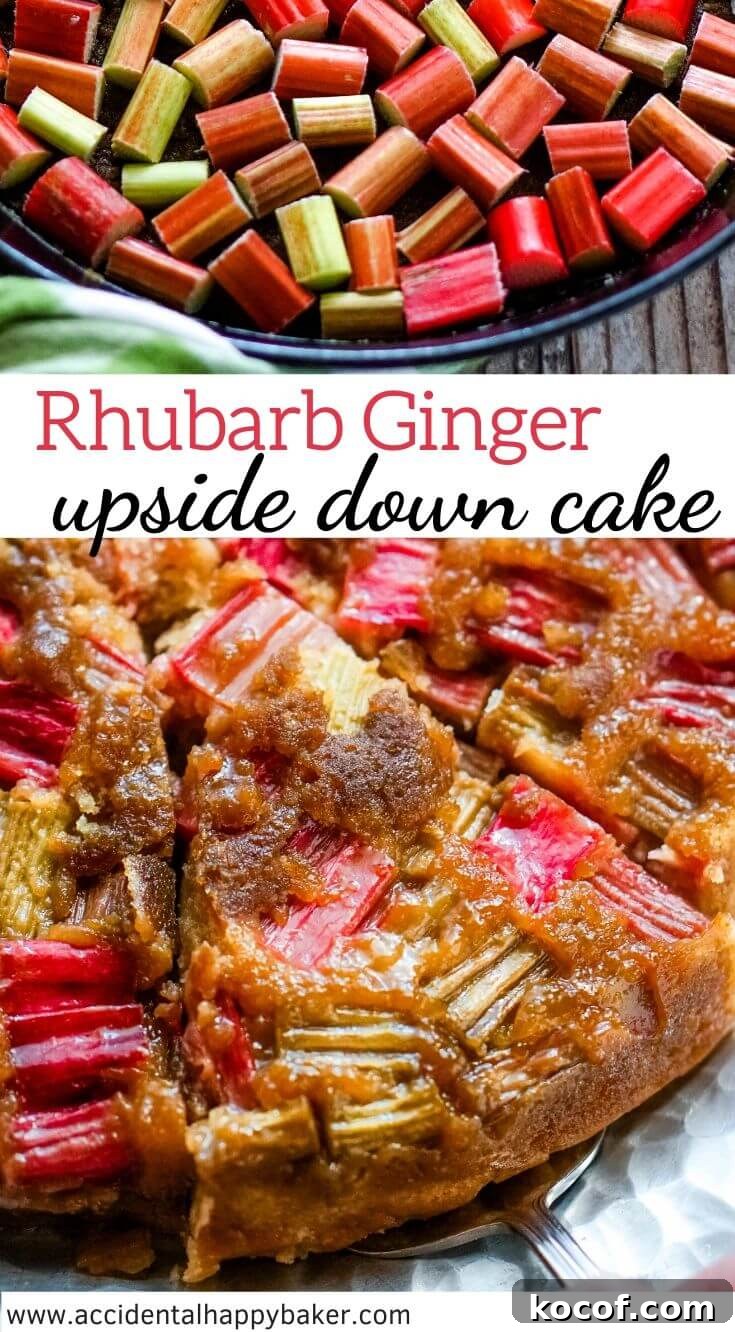 Rhubarb and Ginger Upside-Down Cake Recipe 10 Rhubarb ginger upside down cake makes a simple and sweet, but stunning dessert with an old fashioned flavor.