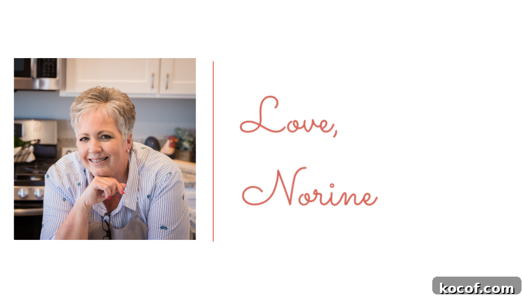 Photo of Norine and her signature.