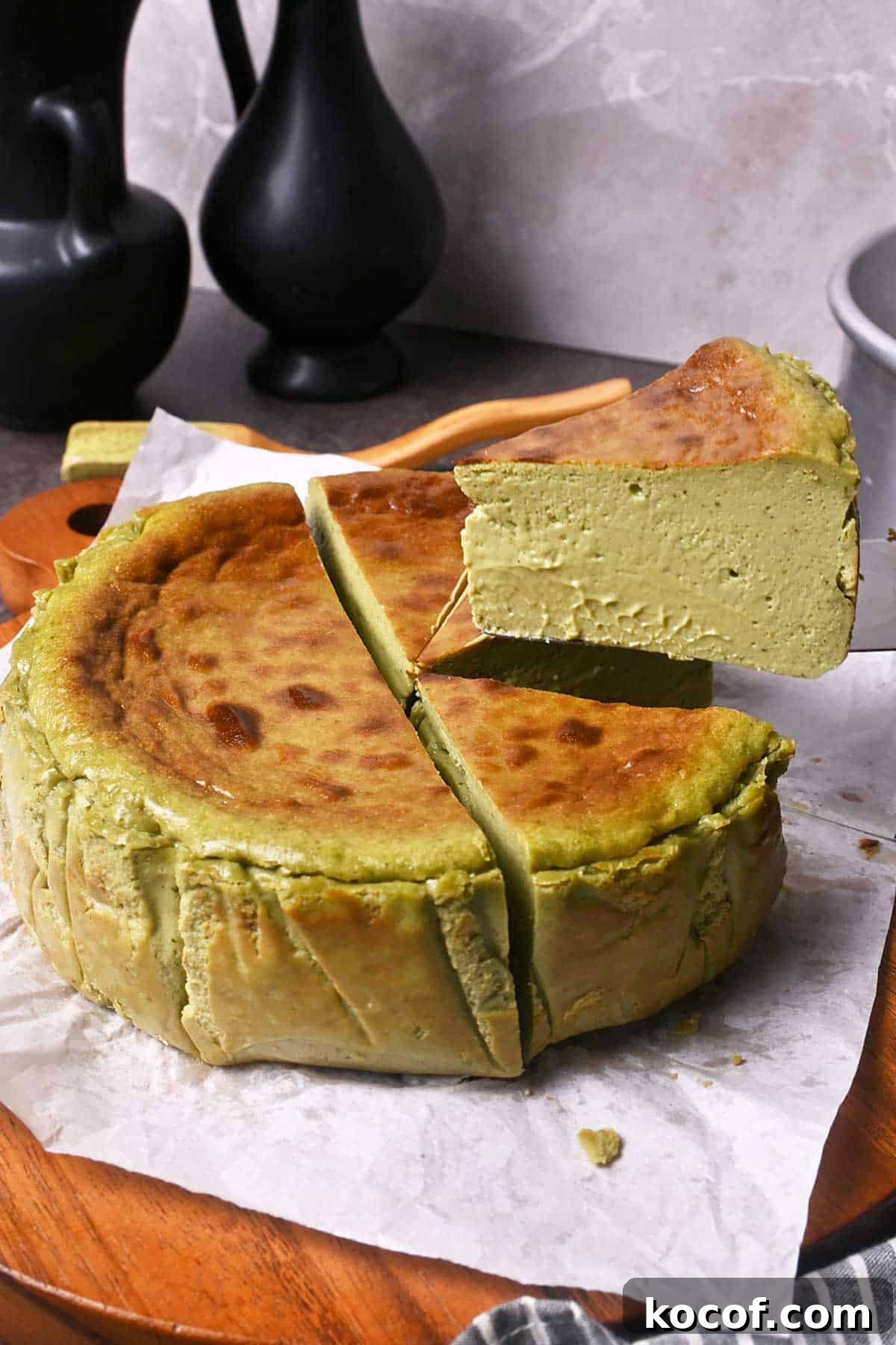 matcha basque cheesecake