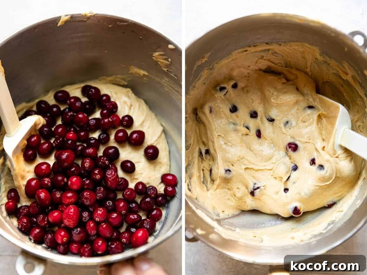 cranberry orange loaf cake batter.