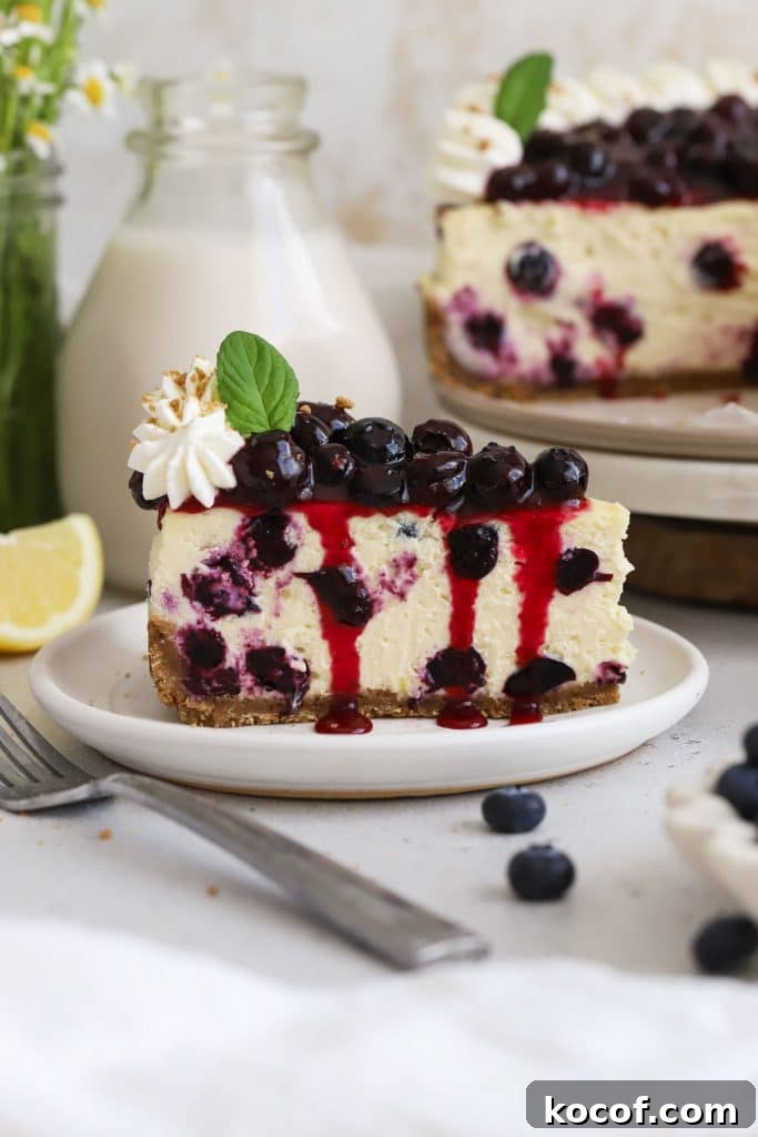 Gluten-Free Strawberry Cheesecake Recipe with Fresh Berry Topping 12 slices of gluten-free blueberry cheesecake with whipped cream and fresh blueberry topping