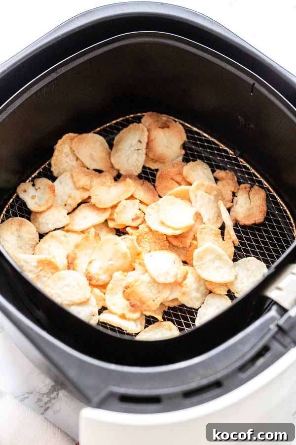 Crispy Air-Fryer Prawn Crackers Recipe for Perfect Crunch 4 Prawn crackers puffed up in an Air Fryer basket