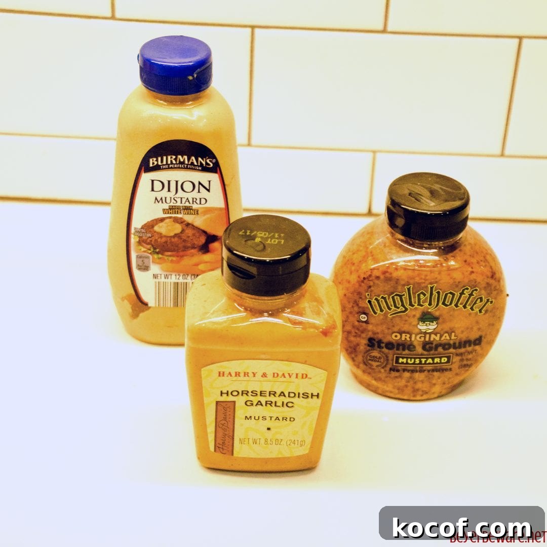 Crispy Honey Mustard Chicken Drumsticks in the Air Fryer 4 Three types of mustards