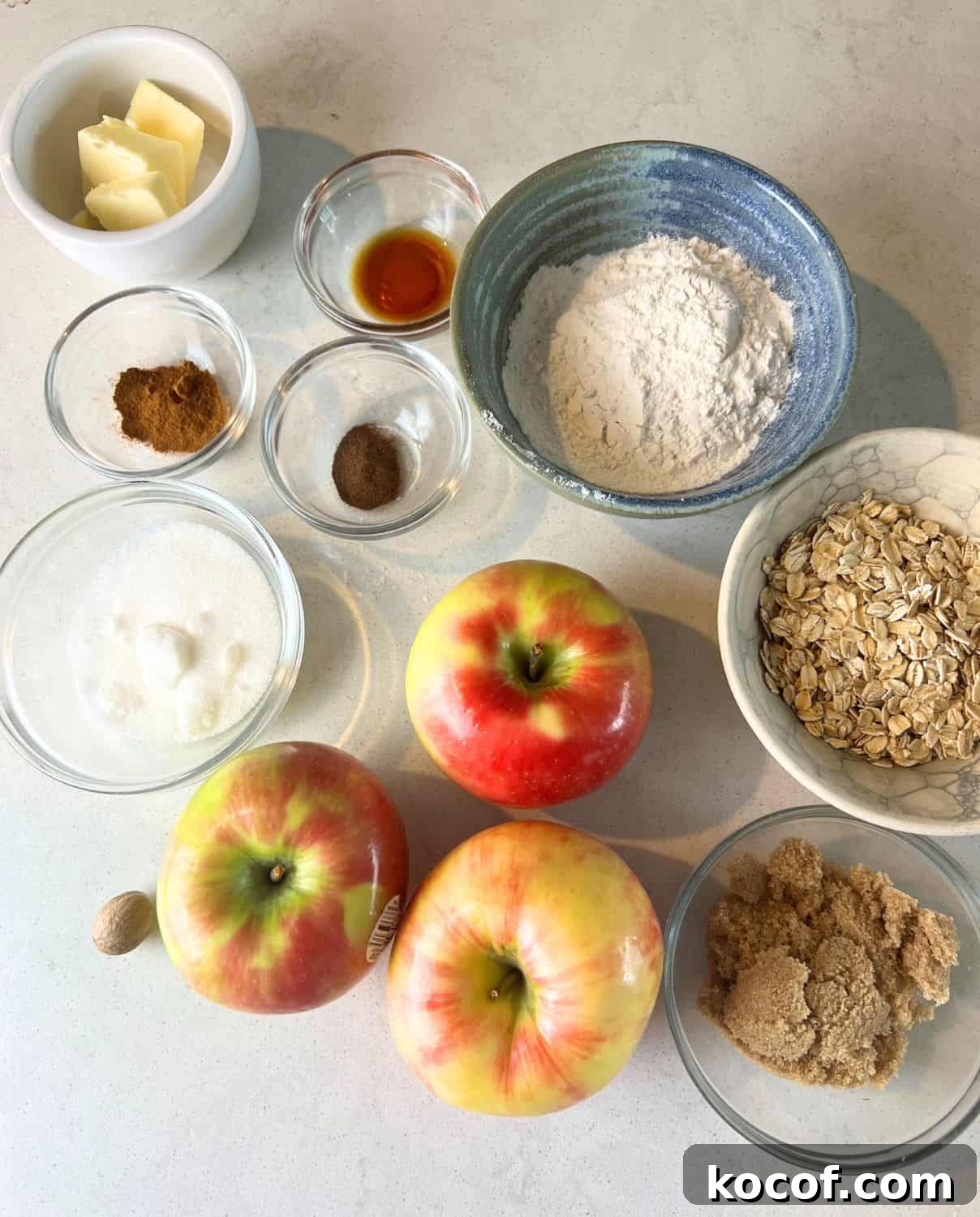 Ingredients needed for apple crisp. 