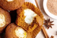Pumpkin Muffins with Cream Cheese Swirl