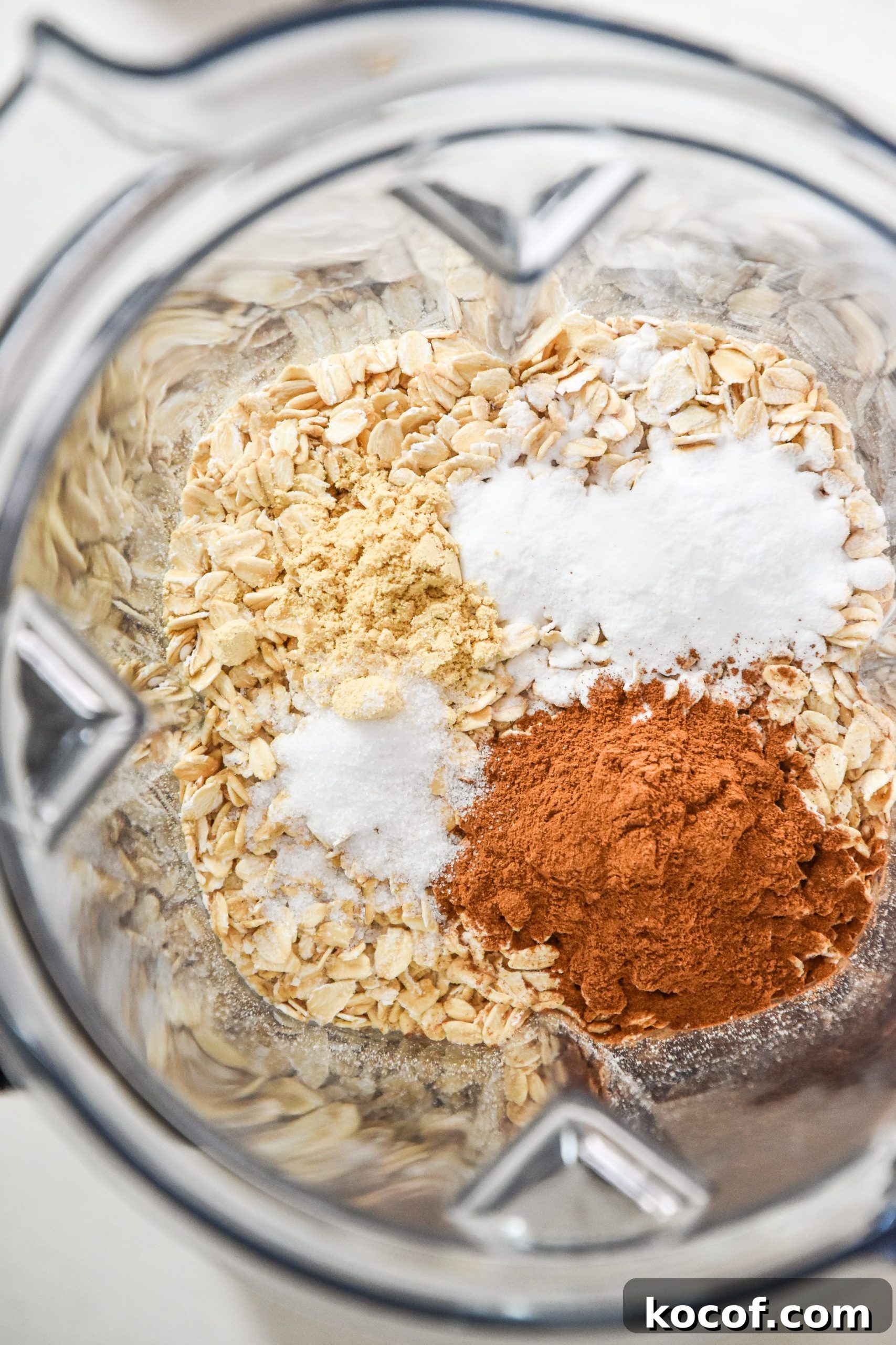 ingredients being blended into oat flour
