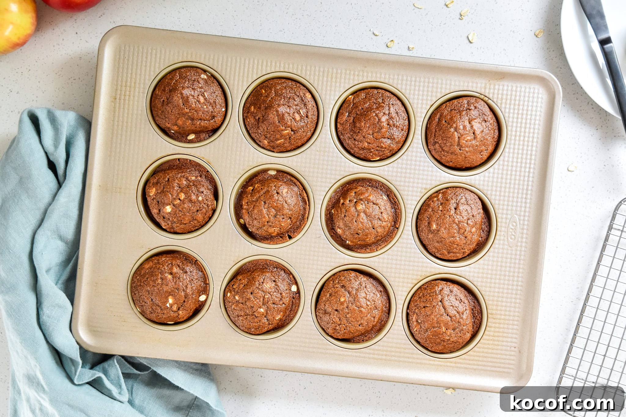 fresh baked oatmeal applesauce blender muffins
