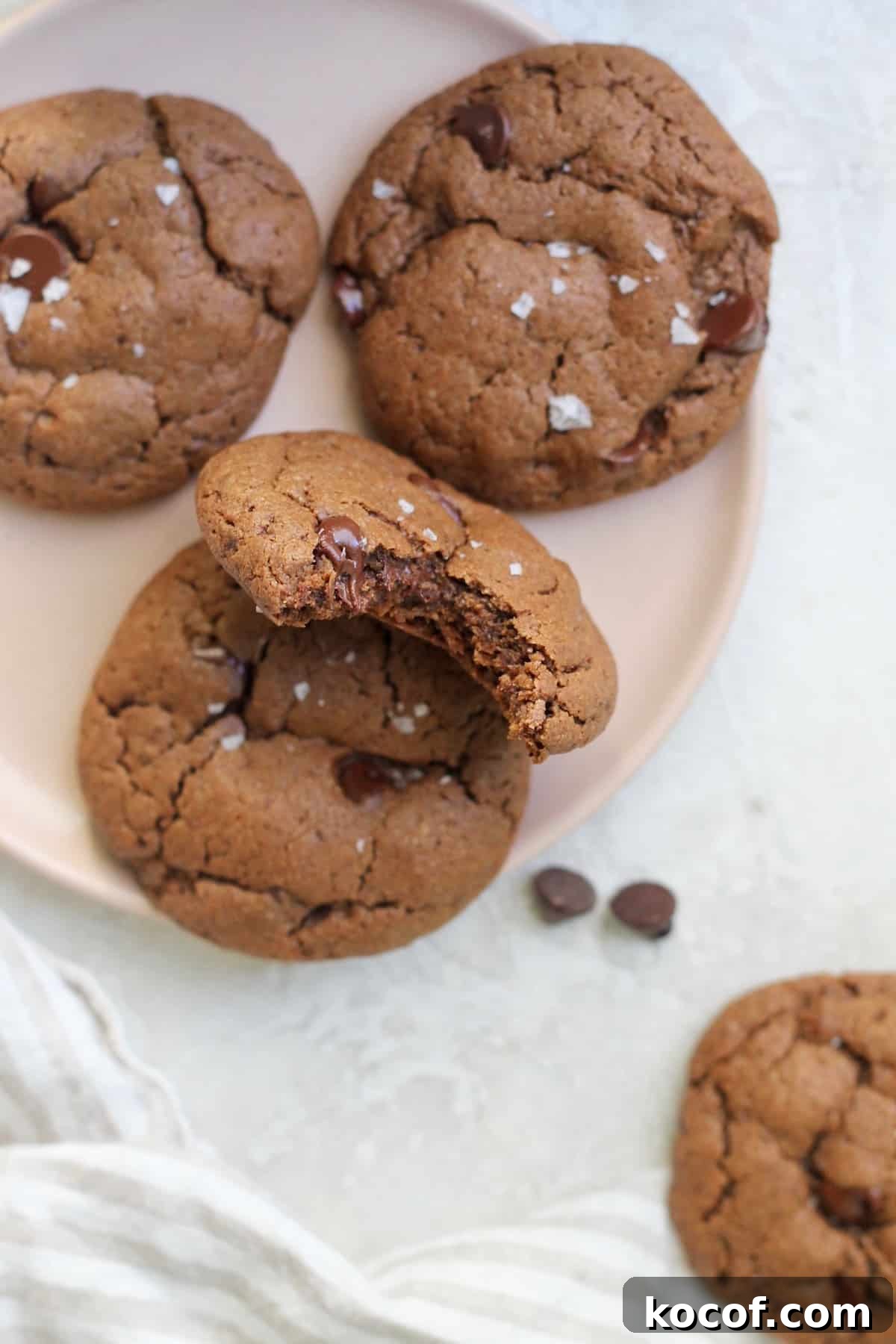 chocolate cookies with bite taken out