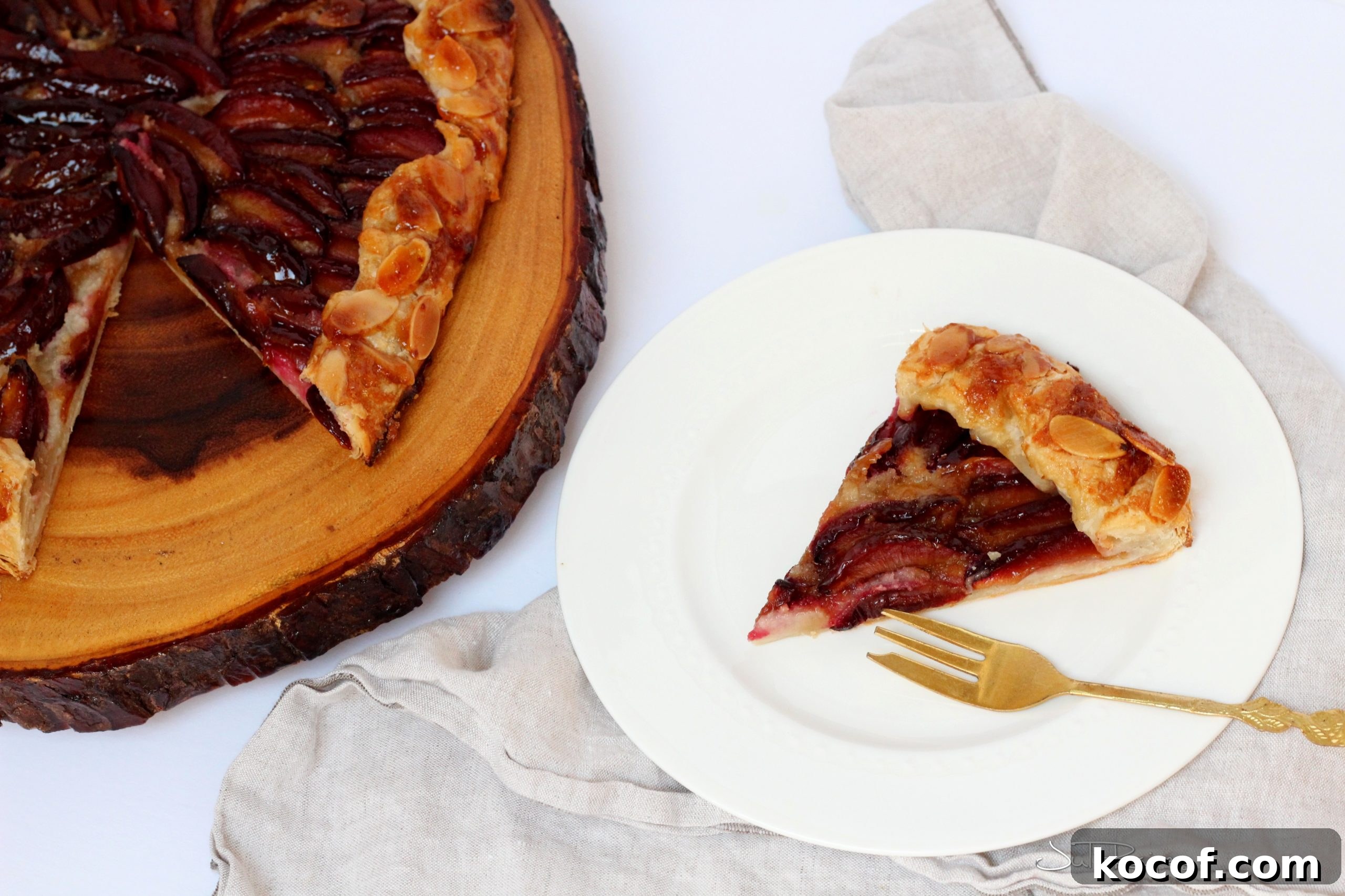 wedge of galette with plums