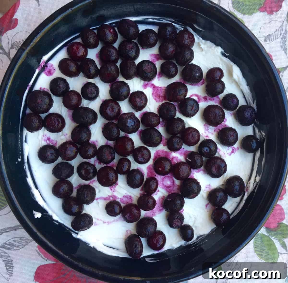 No-Bake Cheesecake Dessert topped with fresh blueberries.